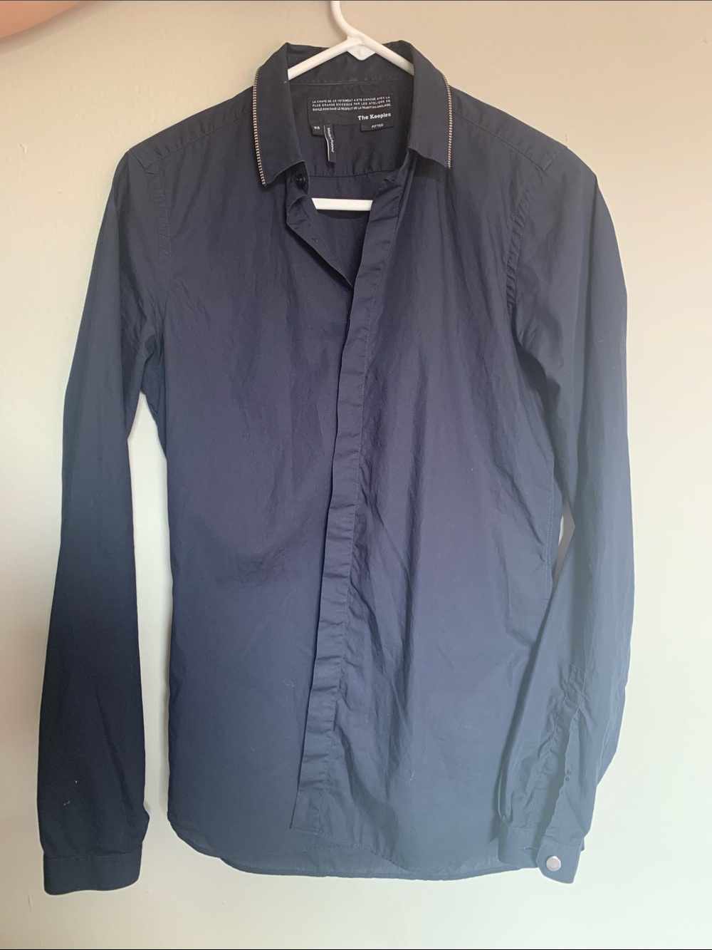 Two Kooples Men's Dark Navy and Black Long-Sleeve Dress Shirts